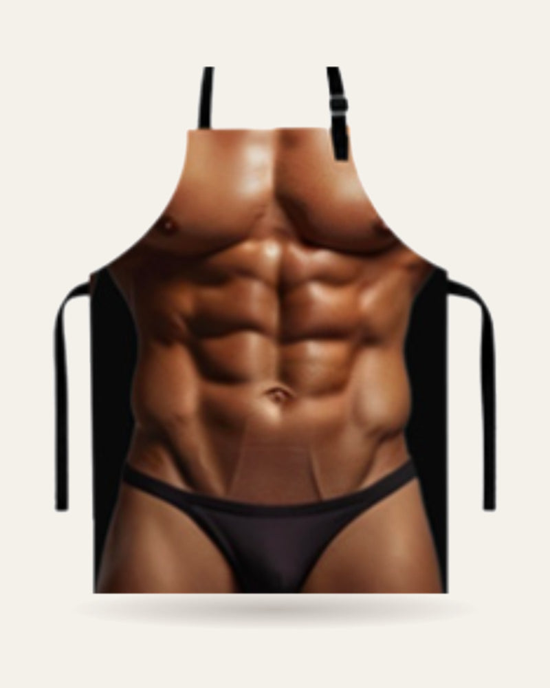 Sexy Muscle Man Apron β Funny Six-Pack Abs & Black Underwear Novelty Apron