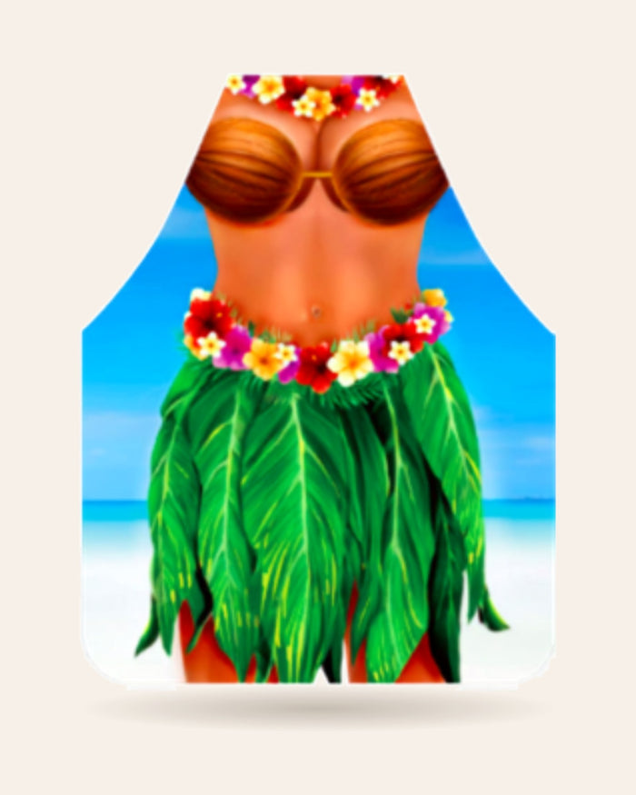 Hawaiian Hula Girl Apron – Funny Tropical Bikini Print Kitchen Apron